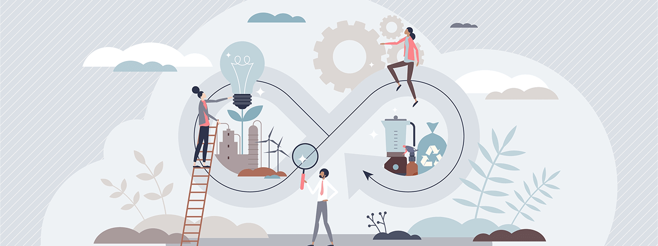 circular economy symbol with people on it